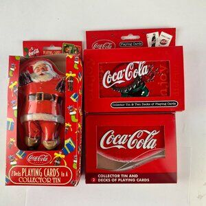 Coca-Cola Plying Cards with Collector Tins Lot of 3